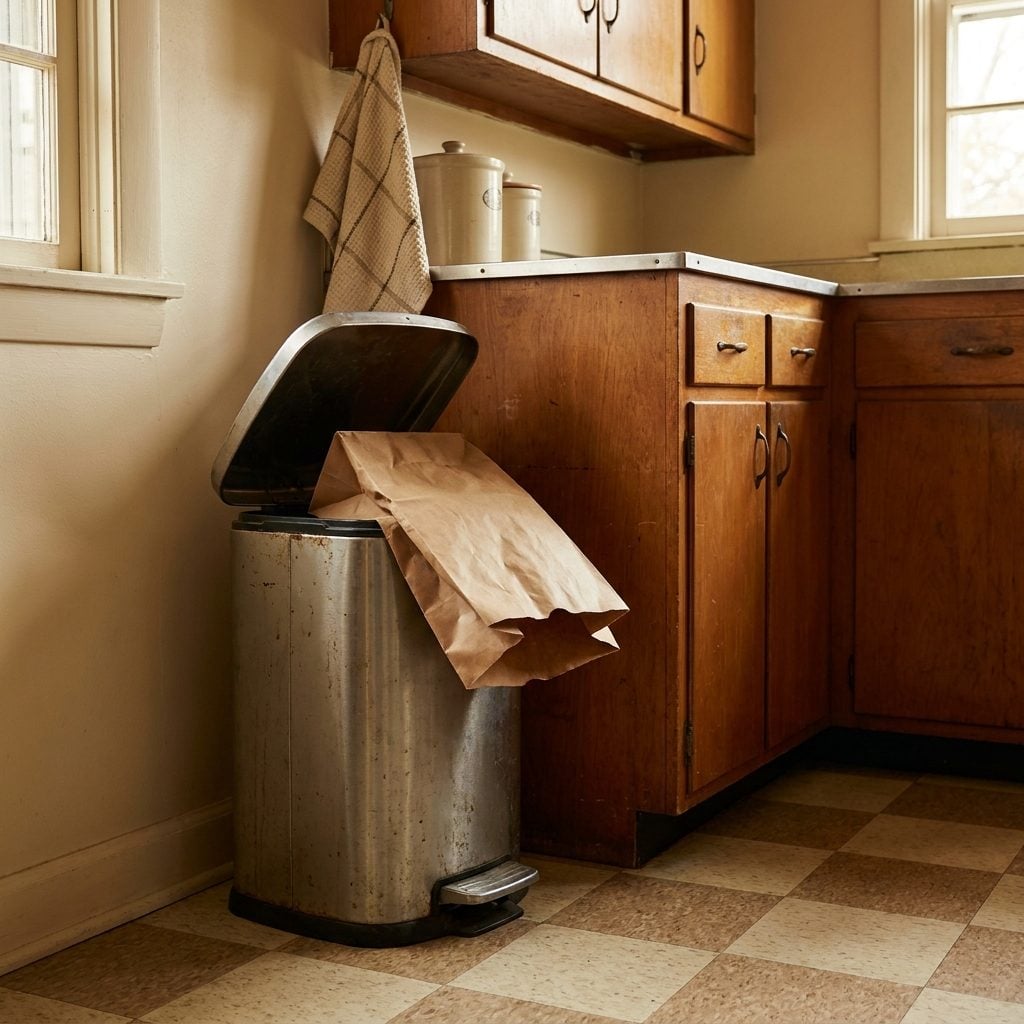 Emptying the Kitchen Trash and Lining the Can Back Up