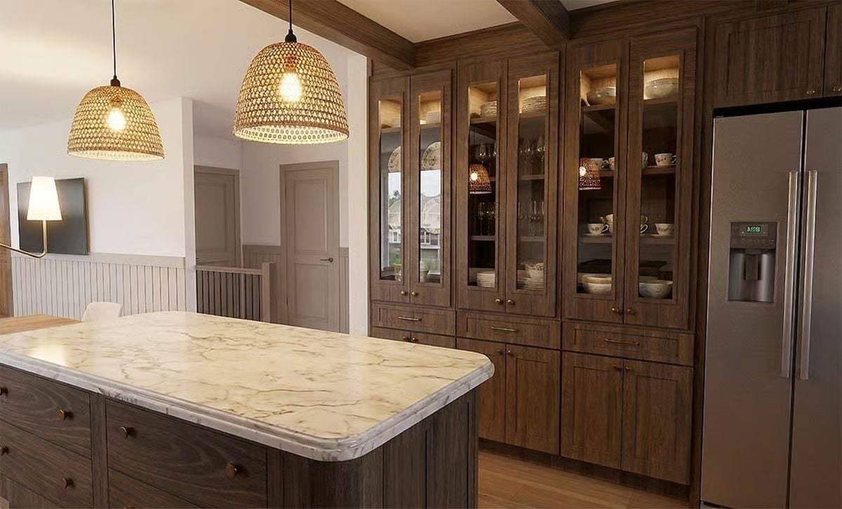Dark Walnut Cabinetry and Lit Display Cases Do the Heavy Lifting Here