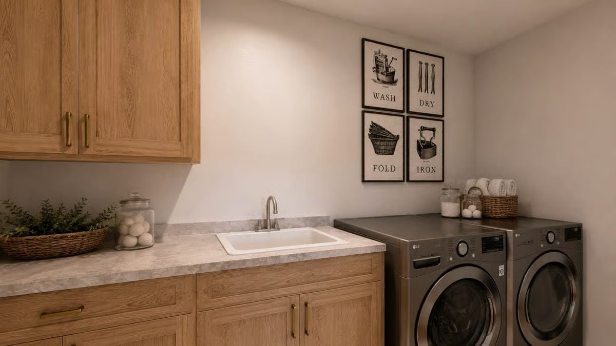 Gold Hardware and a Utility Sink That Don't Apologize for Being Practical
