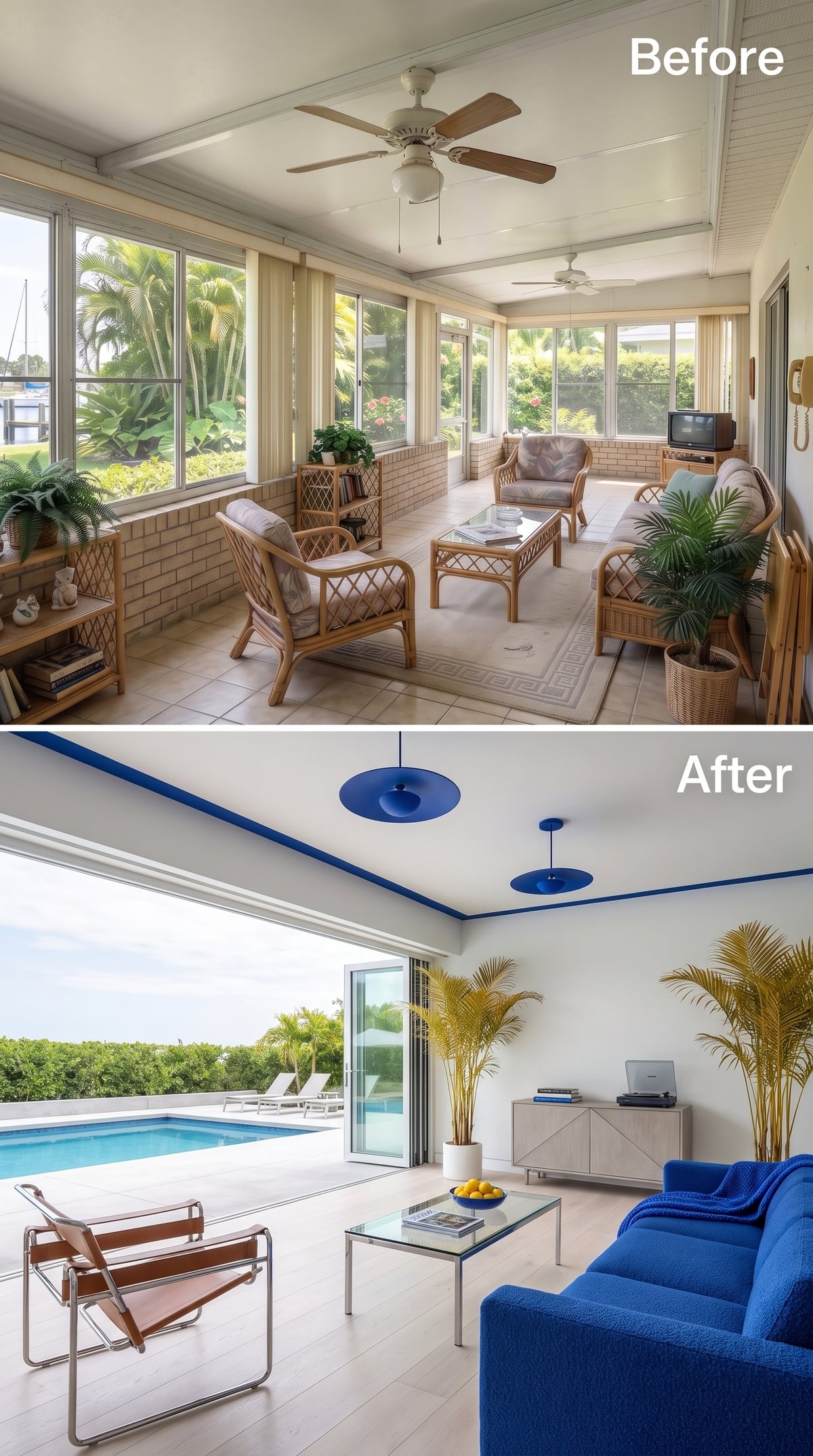 Bold Blue and Bauhaus Chairs Rewrote What a Florida Sunroom Could Be