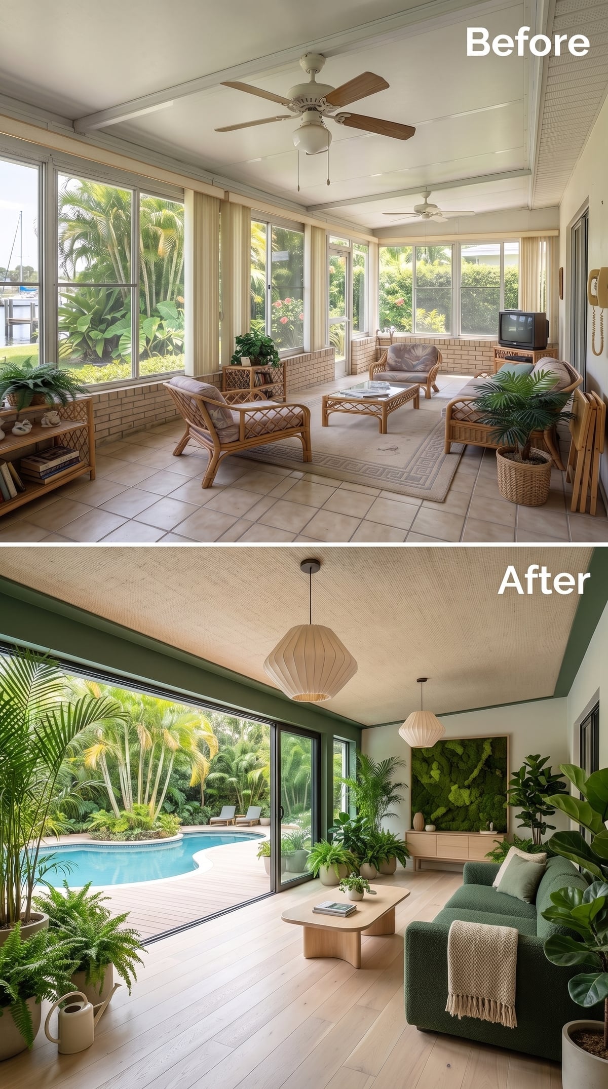 Sage Green Trim and a Pool View Did What No Ceiling Fan Ever Could