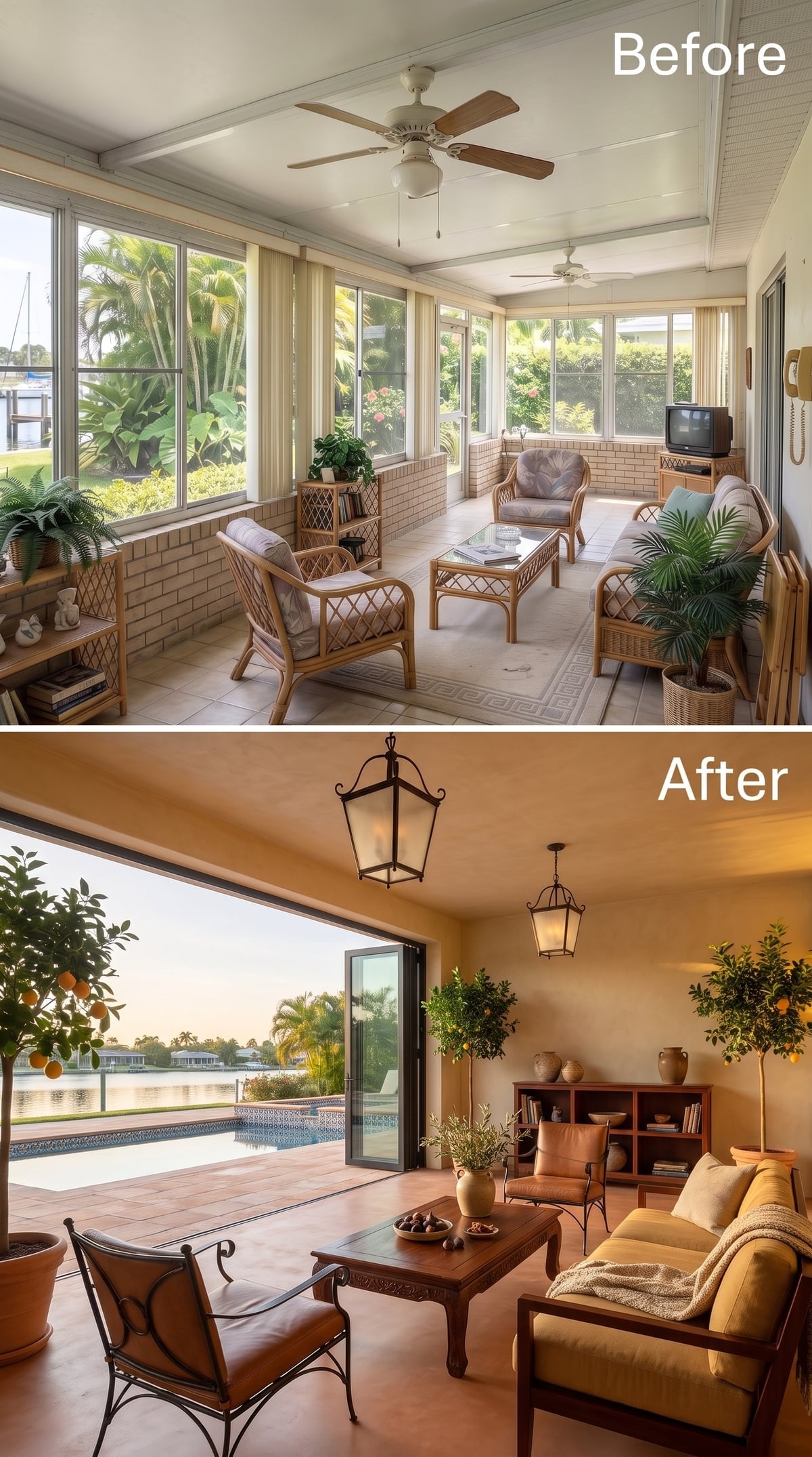 Wrought Iron Pendants, Citrus Trees, and a Pool View That Finally Got Respect