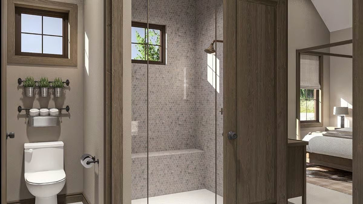 Penny Tile Shower and a Built-In Bench That Make Daily Routines Feel Less Rushed