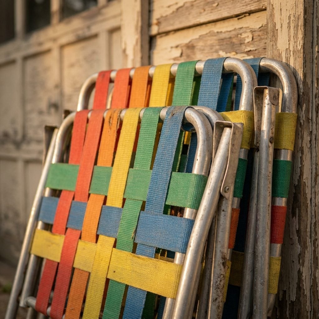 Folding Lawn Chairs With the Woven Nylon Webbing