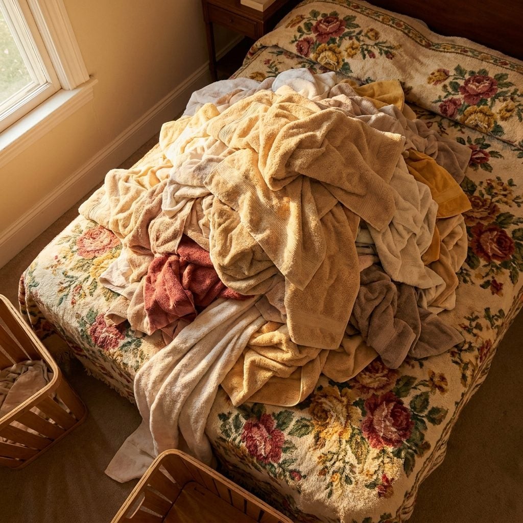 The Folding Marathon on Mom's Bed