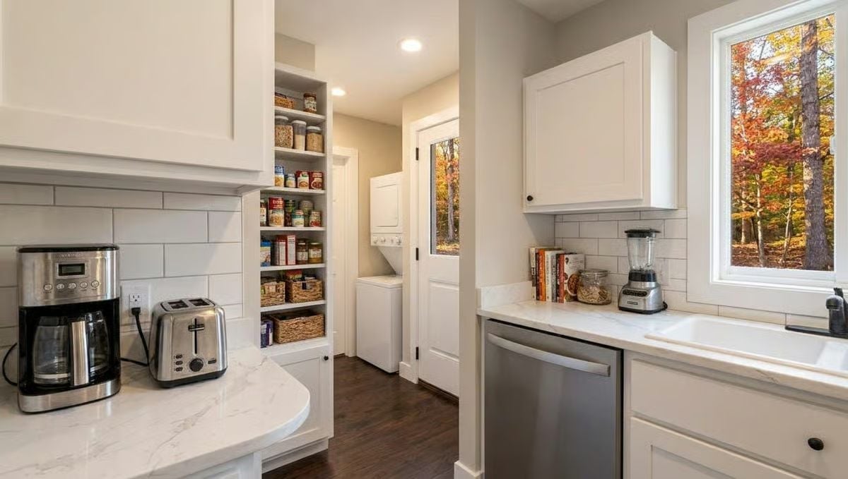 Quartz Counters and a Pantry Wall Make the Kitchen Do Serious Work