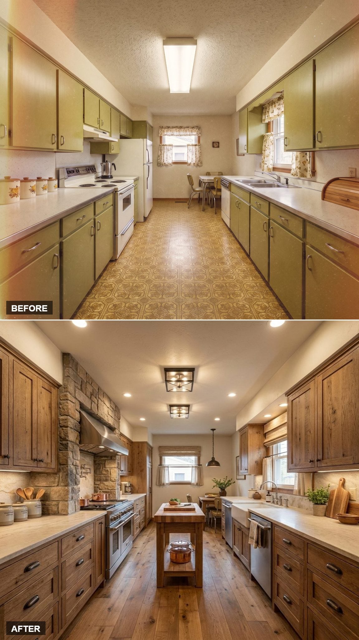 Knotty Alder Cabinets, Stone Hood Surround, and Reclaimed Oak That Rewrote the Room