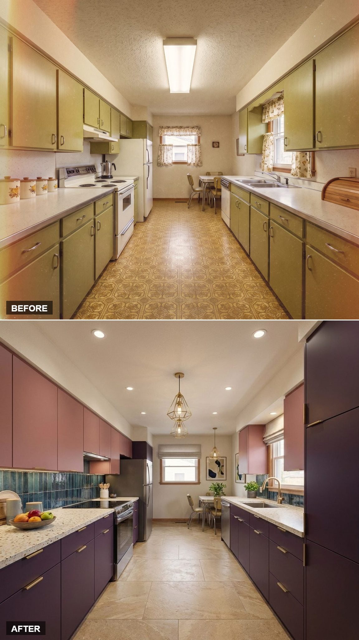 Mauve Uppers, Plum Lowers, and a Teal Zellige Backsplash That Refuses to Be Ignored