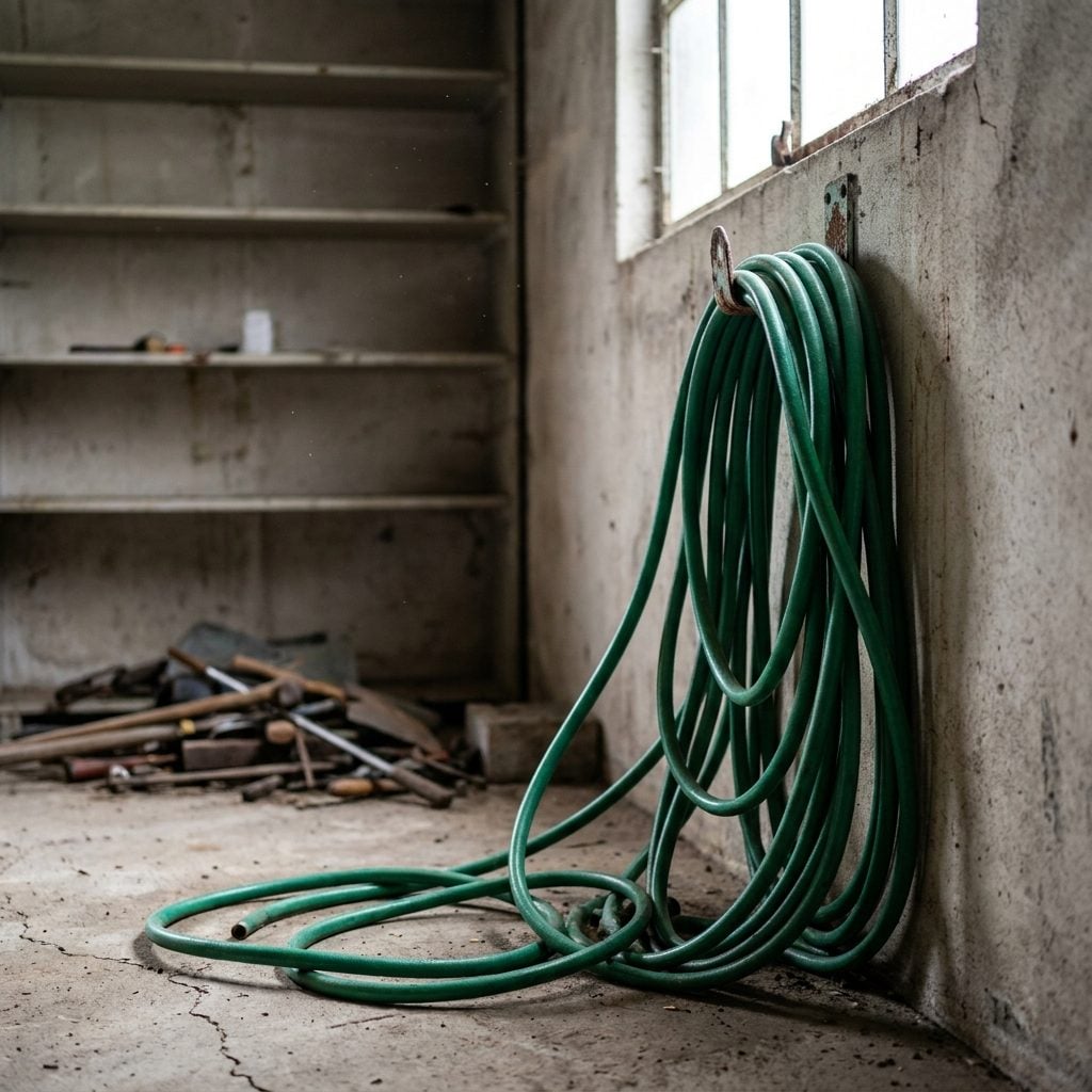 The Garden Hose Coiled on the Wall