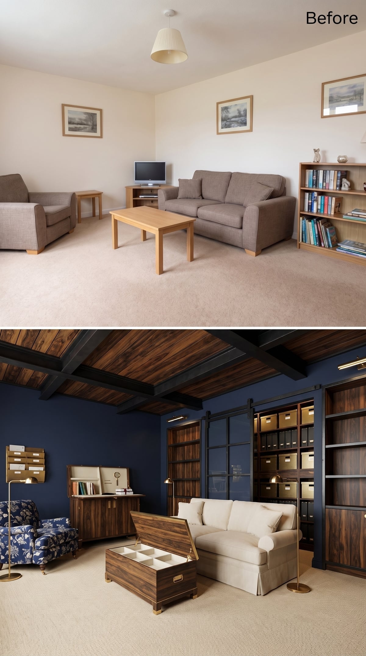 Navy Walls, Barn Doors, and a Chest That Does Way More Than Sit There