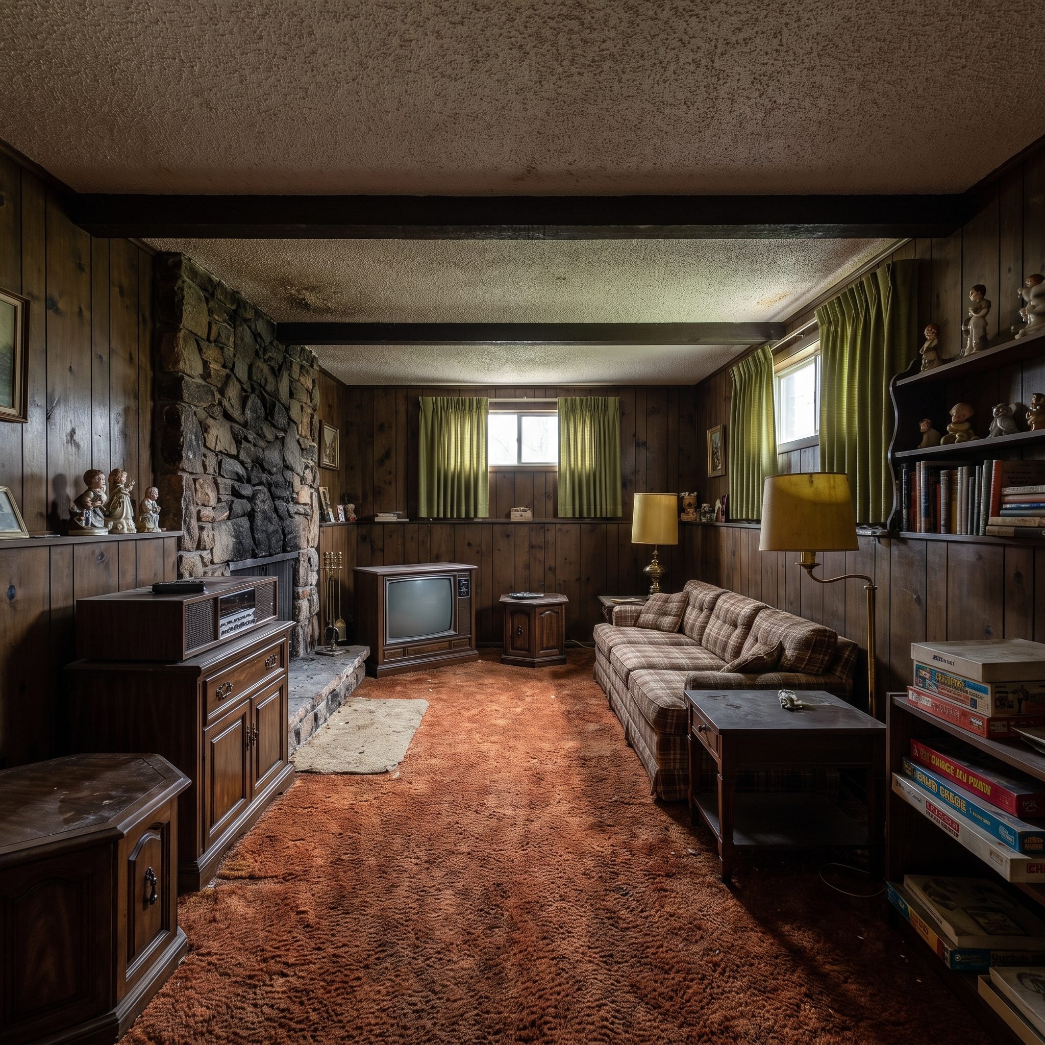 This Gloomy Wood-Paneled 1970s Den Was Crying Out for a Complete Overhaul — Here Are the 27 Before & After Designs — Before