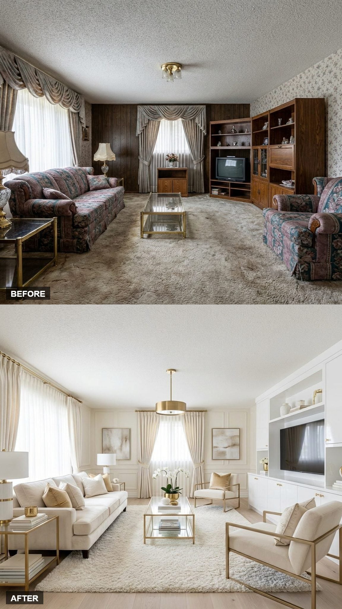 Gold-Framed Furniture Accents for a Polished, Airy Finish