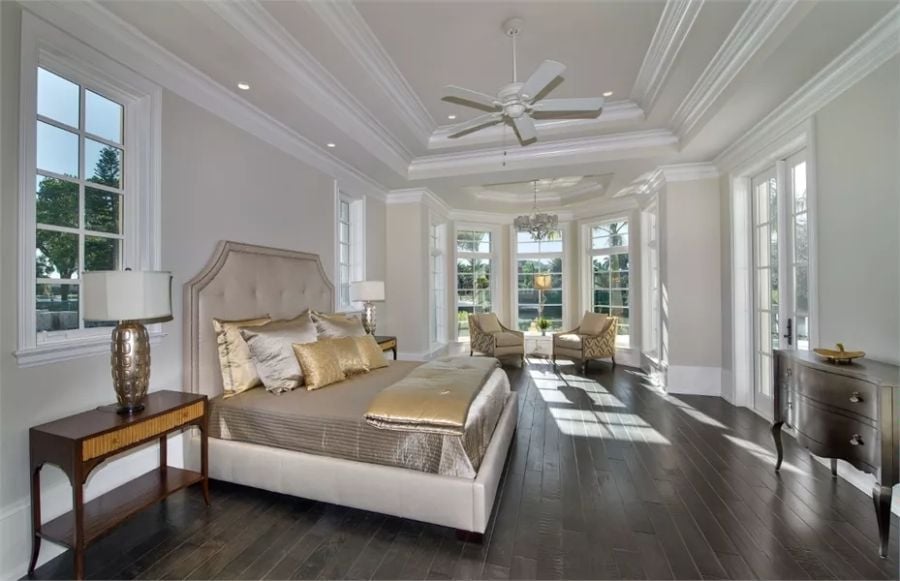 Gold Bedding, Tray Ceilings, and Morning Light That Does All the Work