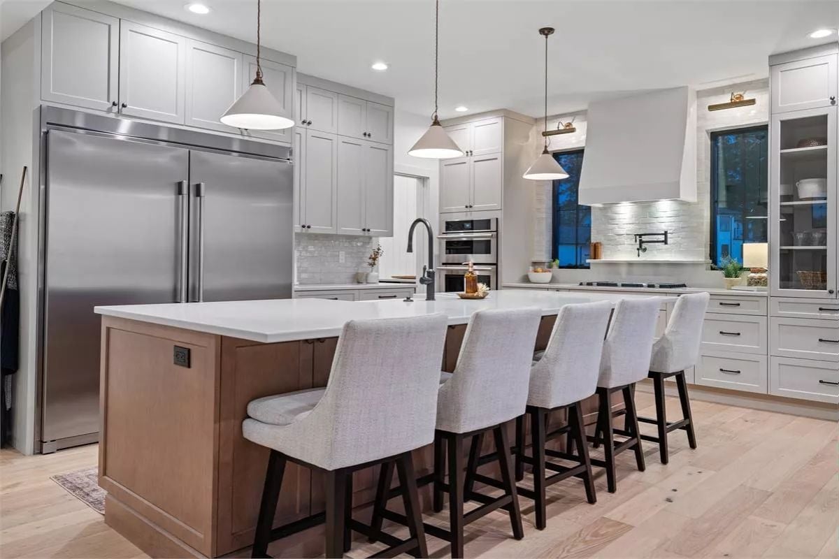 Warm White Cabinets and a Wood Island Base That Actually Belong Together