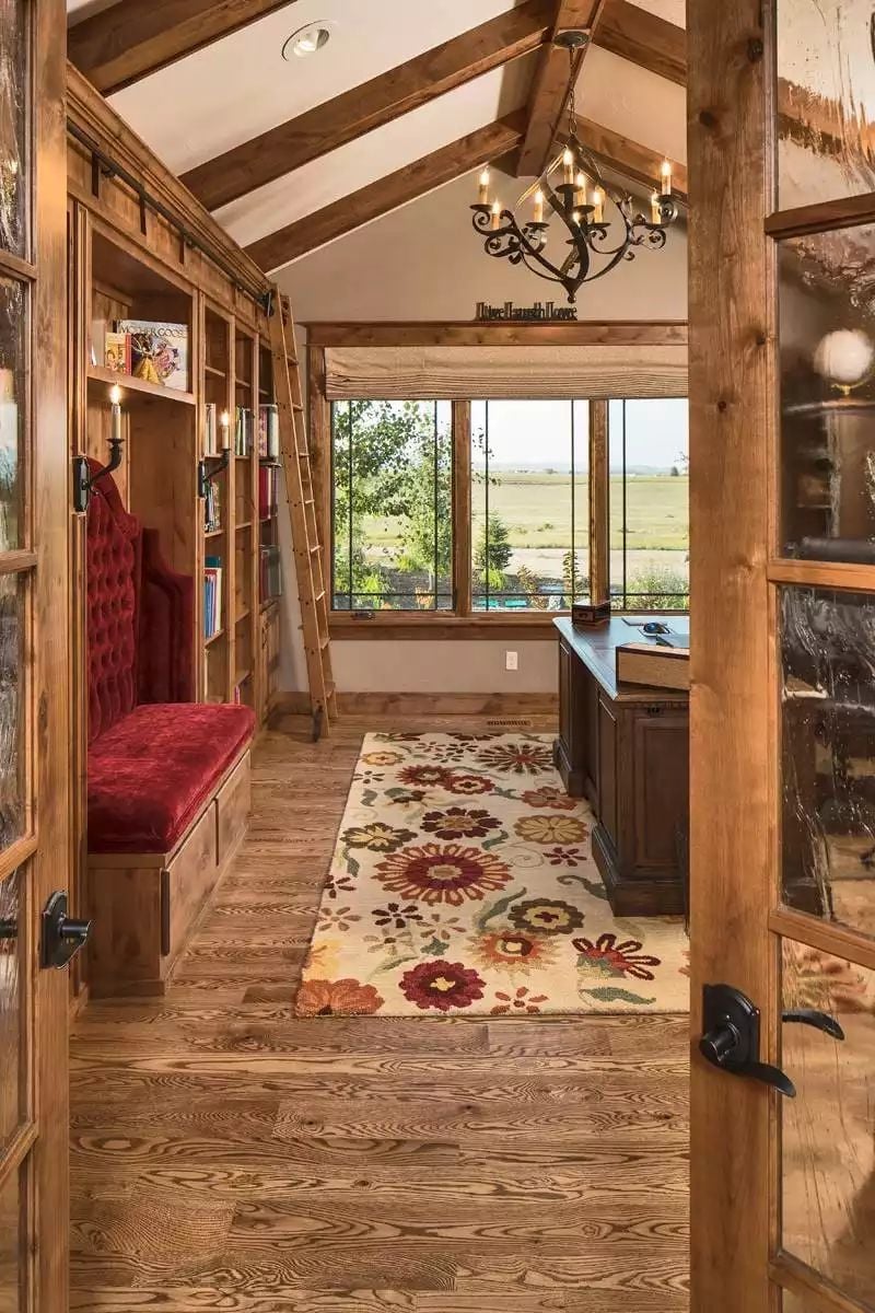 Built-In Bench, Rolling Ladder, and a View That Makes Deadlines Disappear