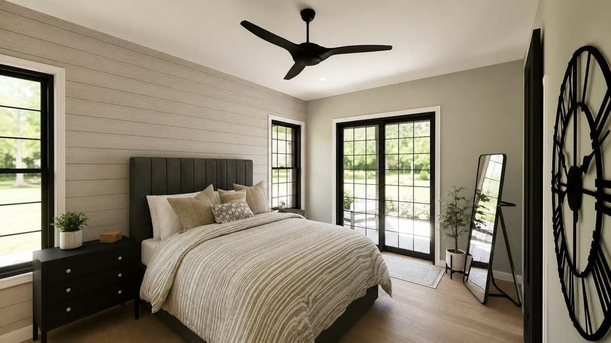 Black Frames, Shiplap, and a Ceiling Fan That Actually Moves Air