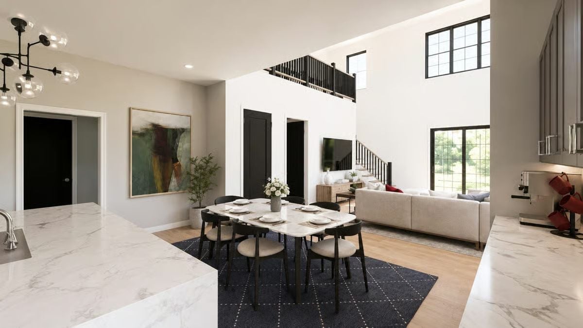 Marble Counters, Double-Height Ceilings, and a Dining Room That Earns Its Square Footage