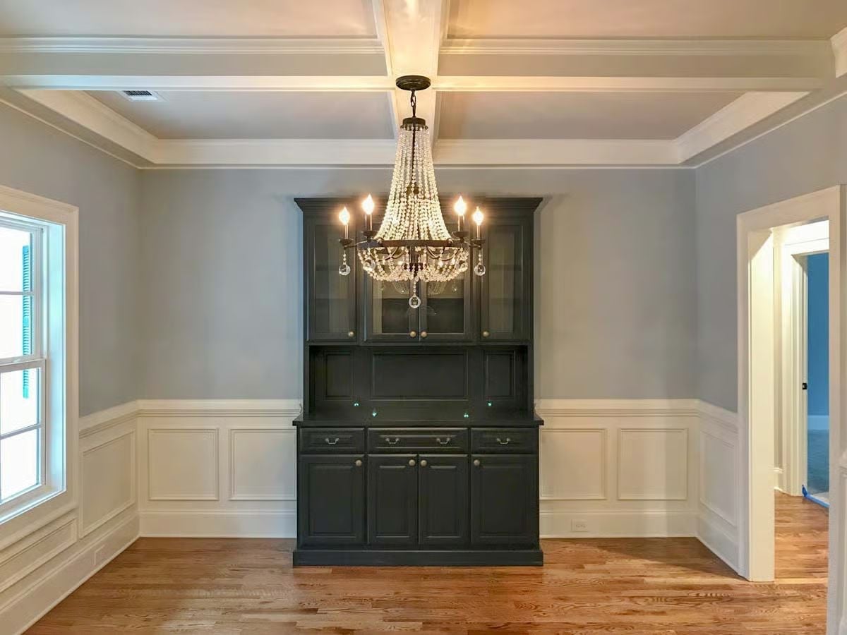 Dark Hutch Against Gray Walls Proves You Don't Need Color to Make a Statement