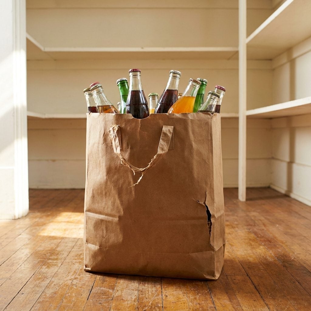 Hauling the Bag of Deposit Bottles Back to the Store for Nickels