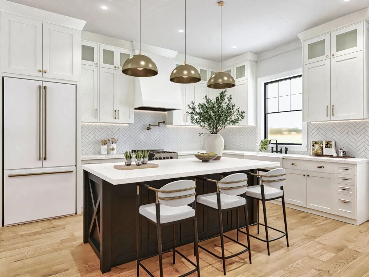 Gold Dome Pendants, Dark Island, and a Kitchen That Knows What It's Doing