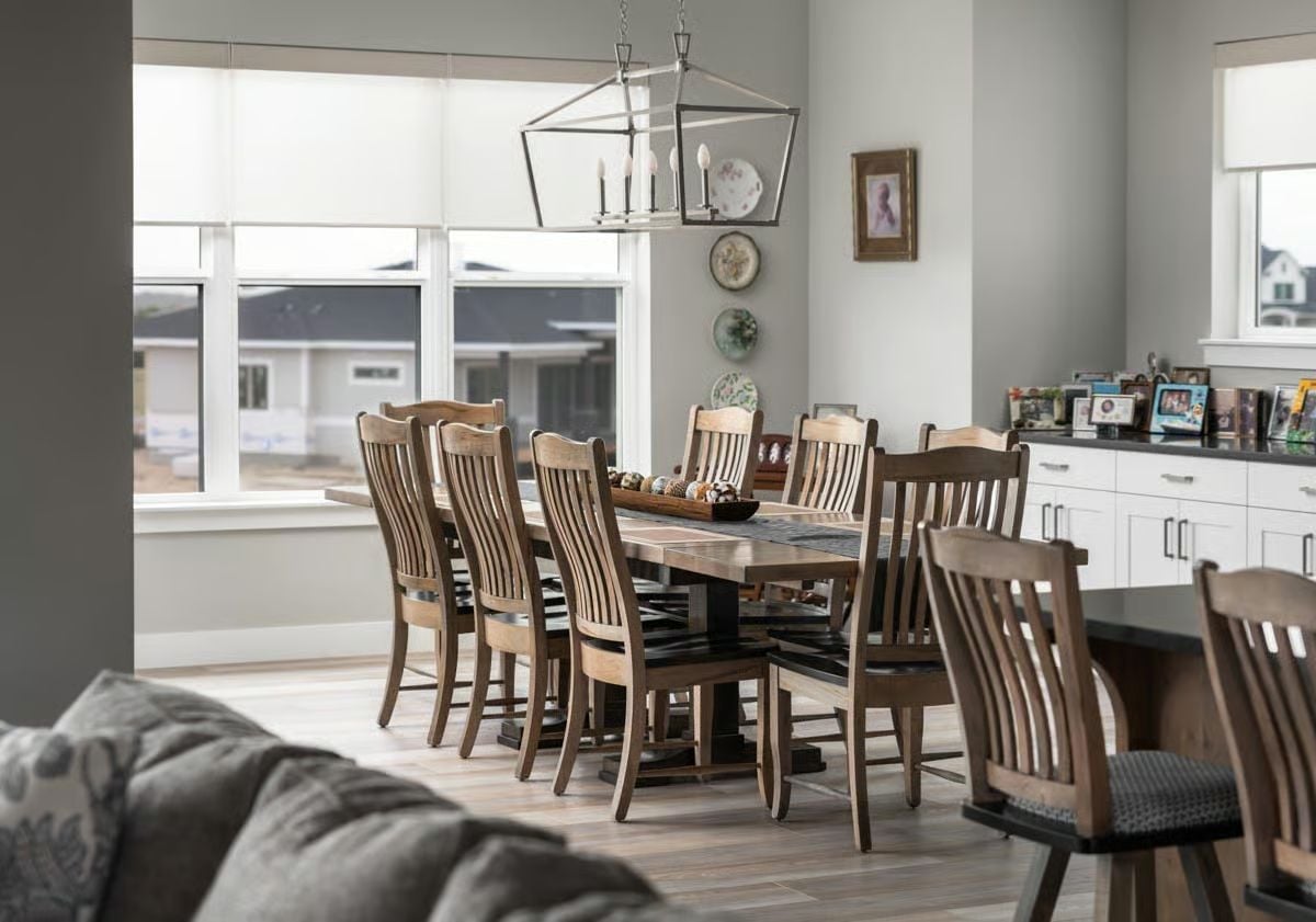 Slatted Wood Chairs and a Lantern Pendant That Know Exactly What They're Doing