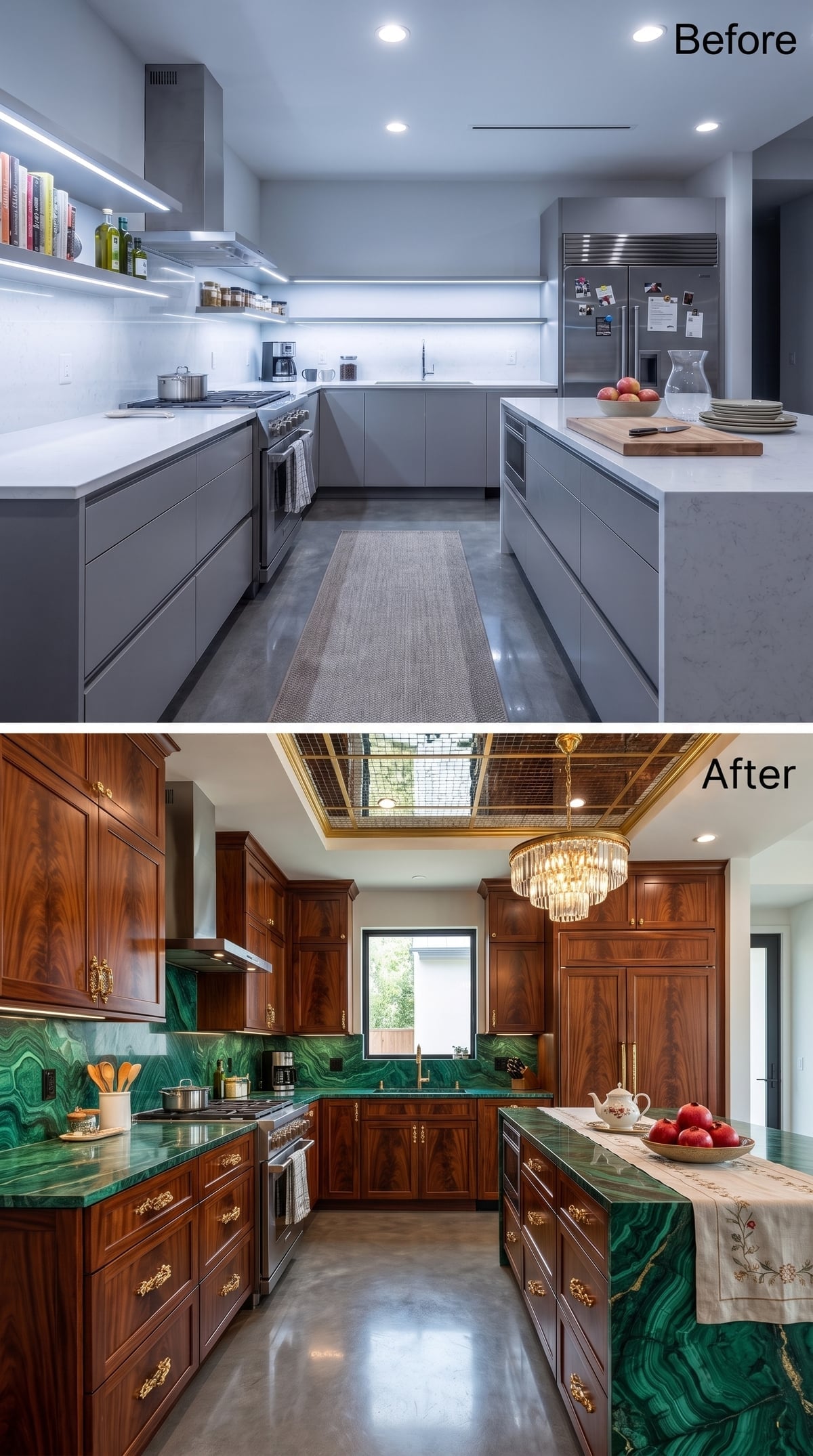 Malachite Countertops and a Gold-Trimmed Skylight Nobody Expected