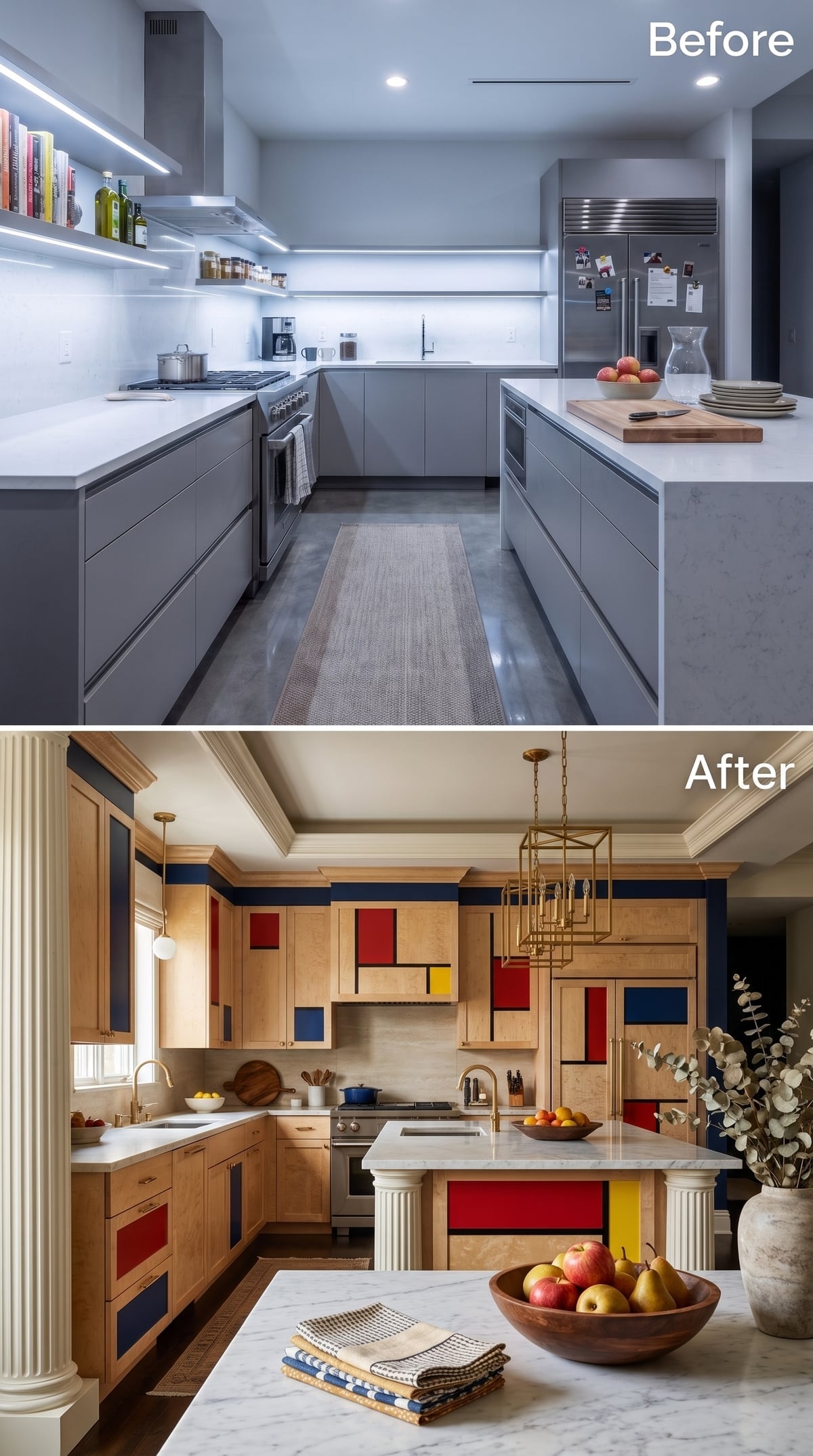 Mondrian Took Over the Cabinets and It Somehow Works