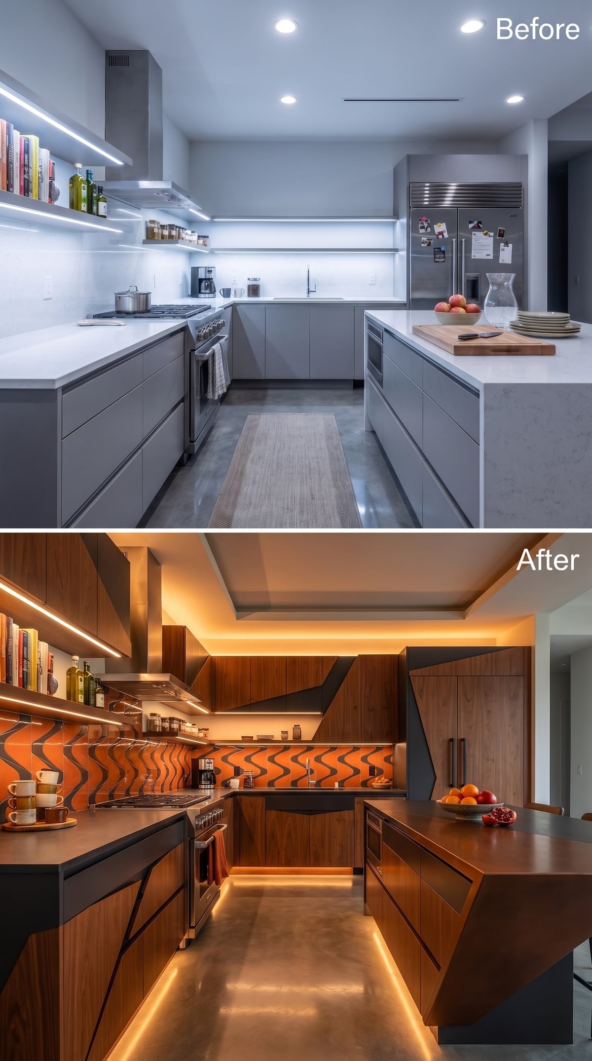 Rich Wood, Retro Tile, and Cove Lighting That Makes the Kitchen Feel Like Somewhere