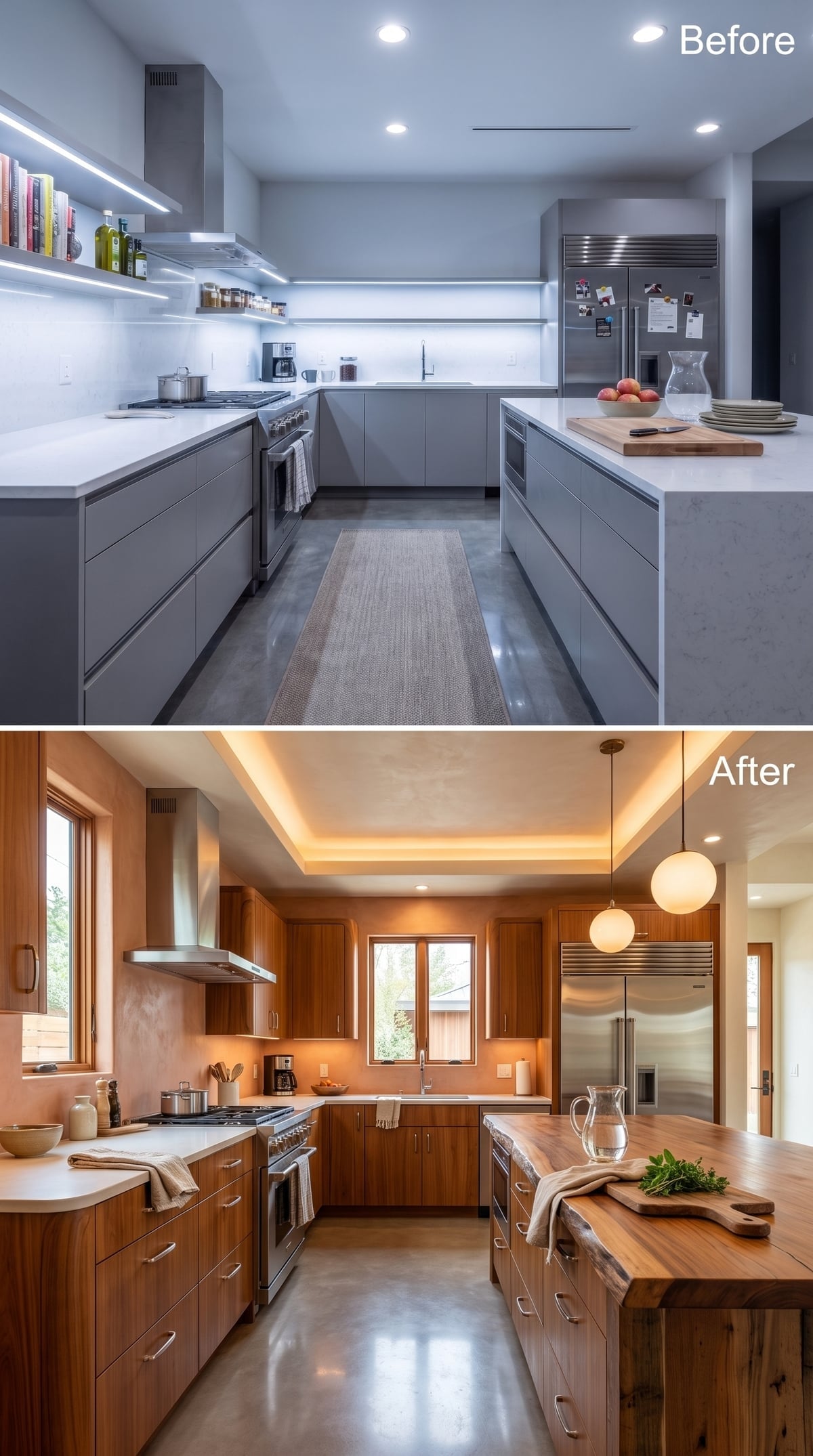Walnut Cabinets, Cove Lighting, and a Live-Edge Island That Earns the Warmth