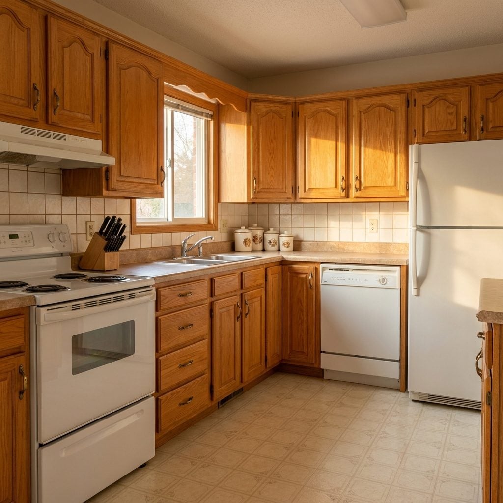 Honey-Oak Kitchen Cabinets