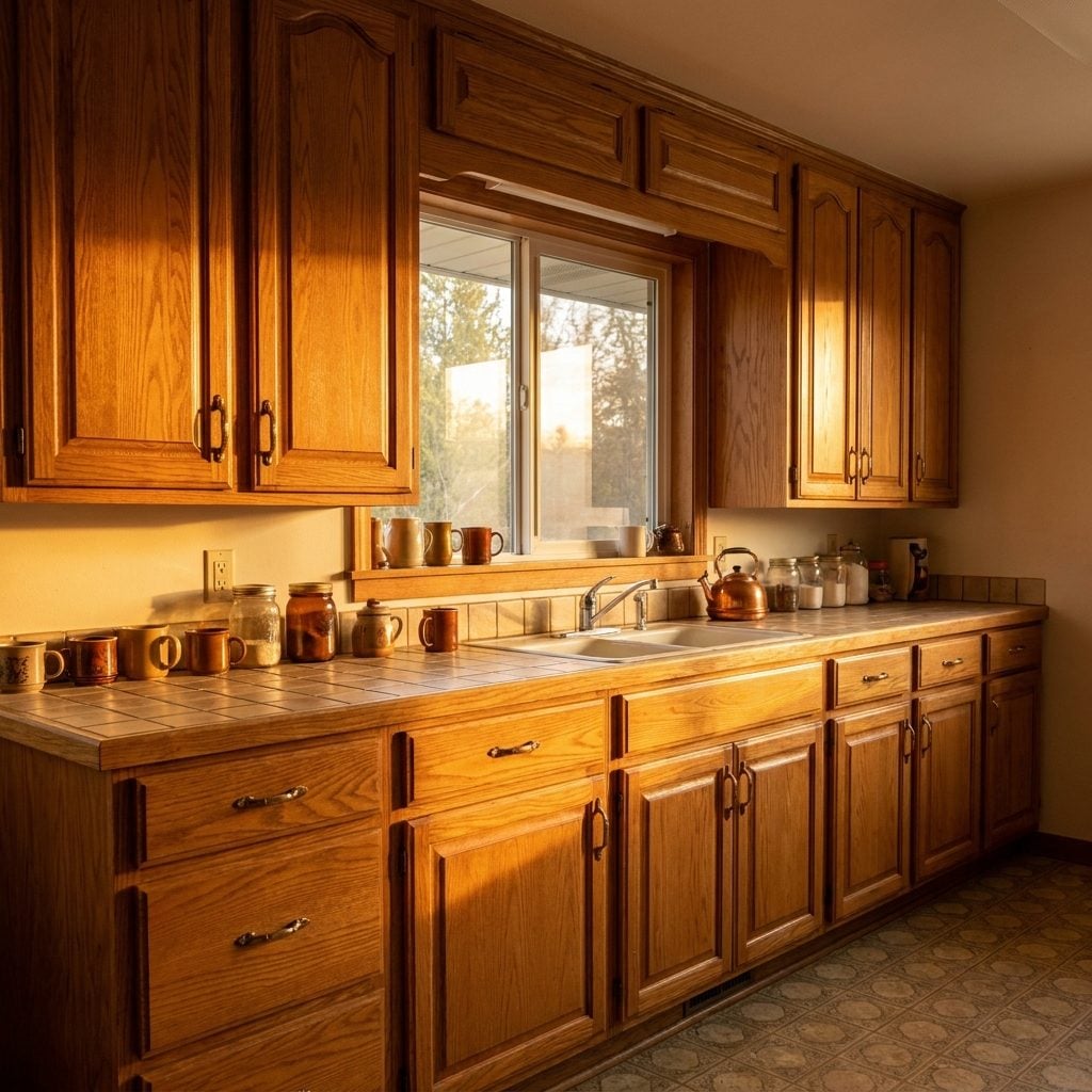 Honey-Oak Kitchen Cabinets Everywhere You Looked
