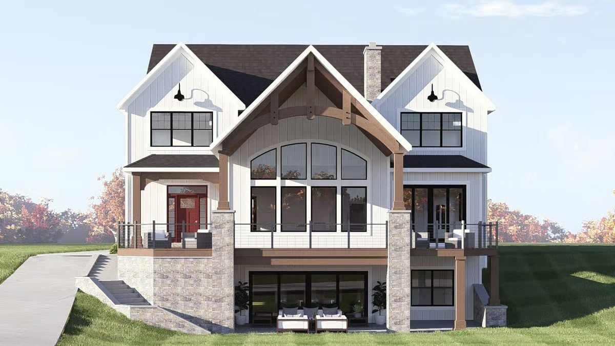 Exposed Timber Trusses and a Cathedral Gable That Earns Every Inch of Vertical Drama