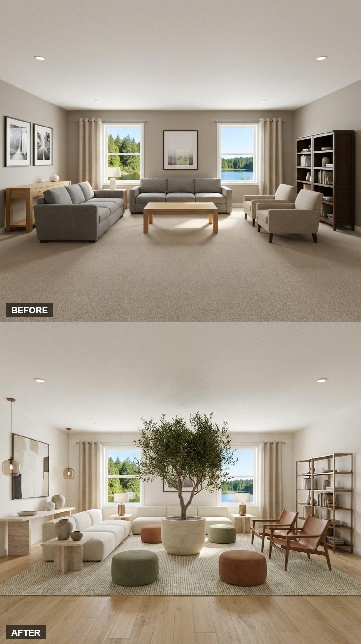 The Indoor Olive Tree Living Room That Ditches the TV Entirely