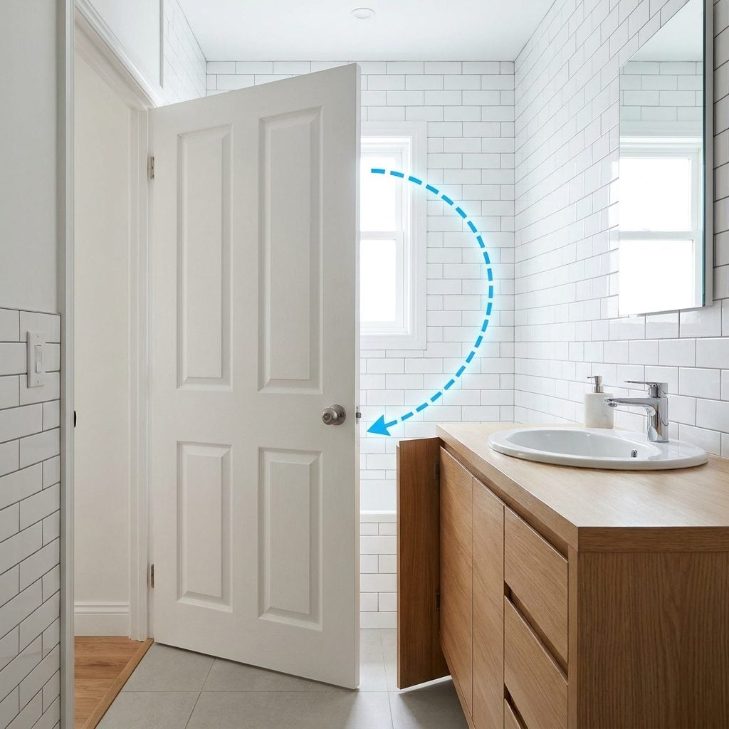 Installing a Bathroom Door That Collides With the Vanity, Toilet, or Towel Bar