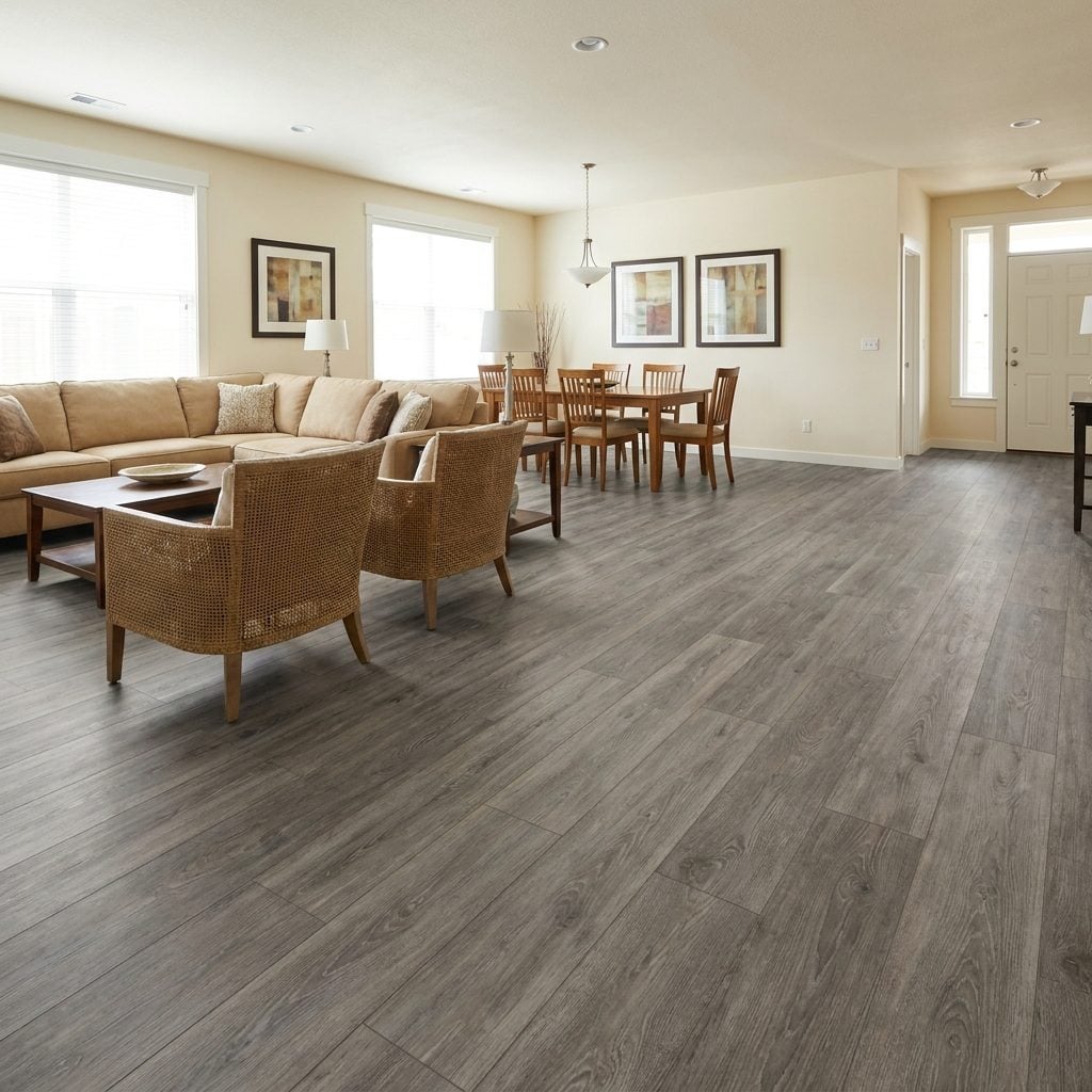 Installing Gray Wood-Look Flooring Throughout the House
