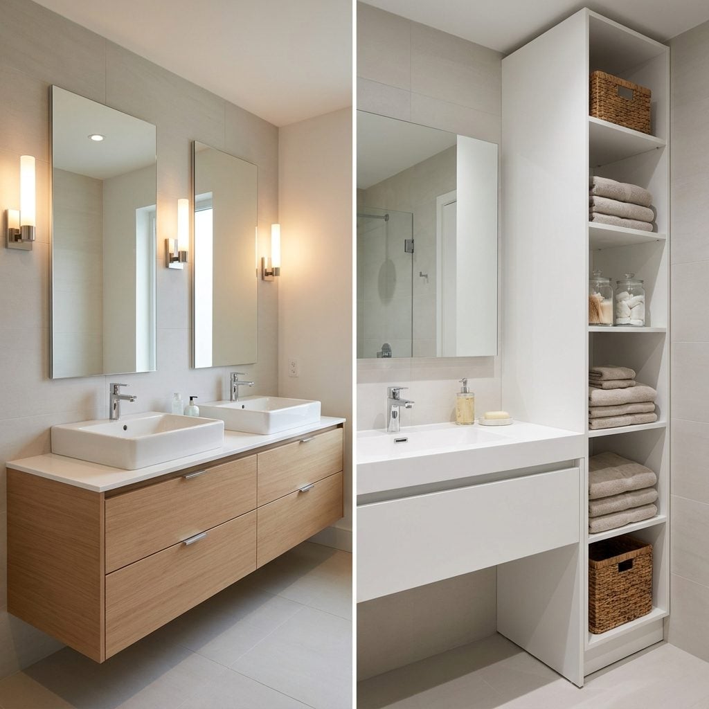 Installing a Huge Double Vanity When You'd Get More Use From Storage