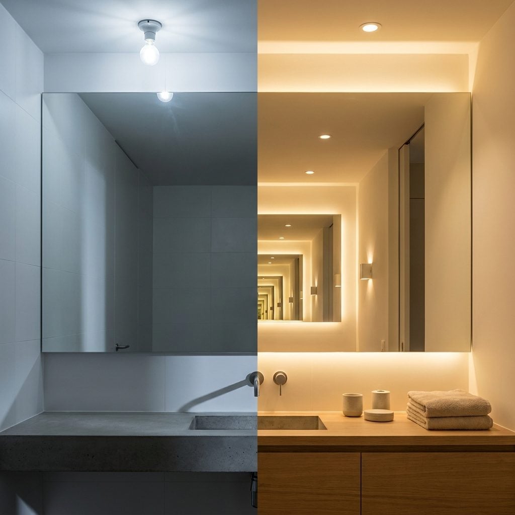 Installing Too Little Lighting and Expecting One Vanity Fixture to Do Everything
