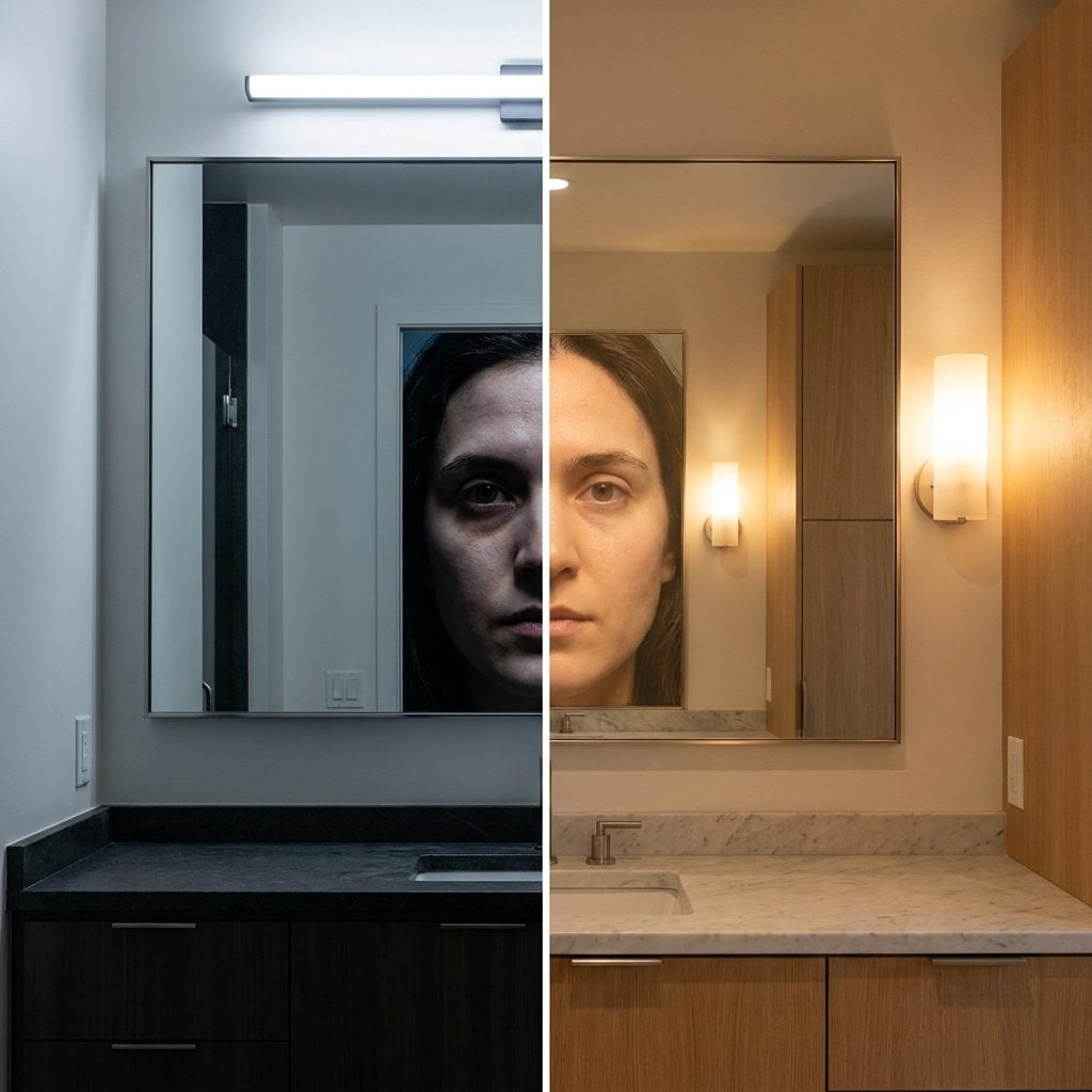 Installing the Vanity Light at Eye Level Instead of Above the Mirror