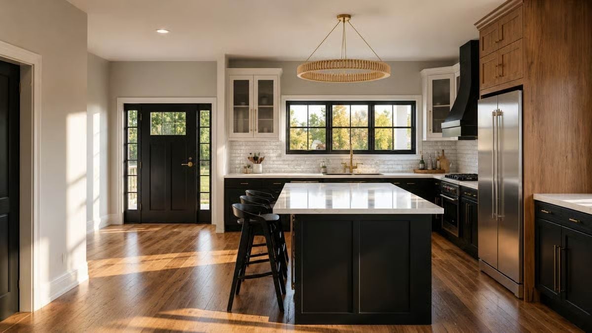Brass Fixtures and Dark Cabinetry Make a Kitchen That Doesn't Apologize for Itself