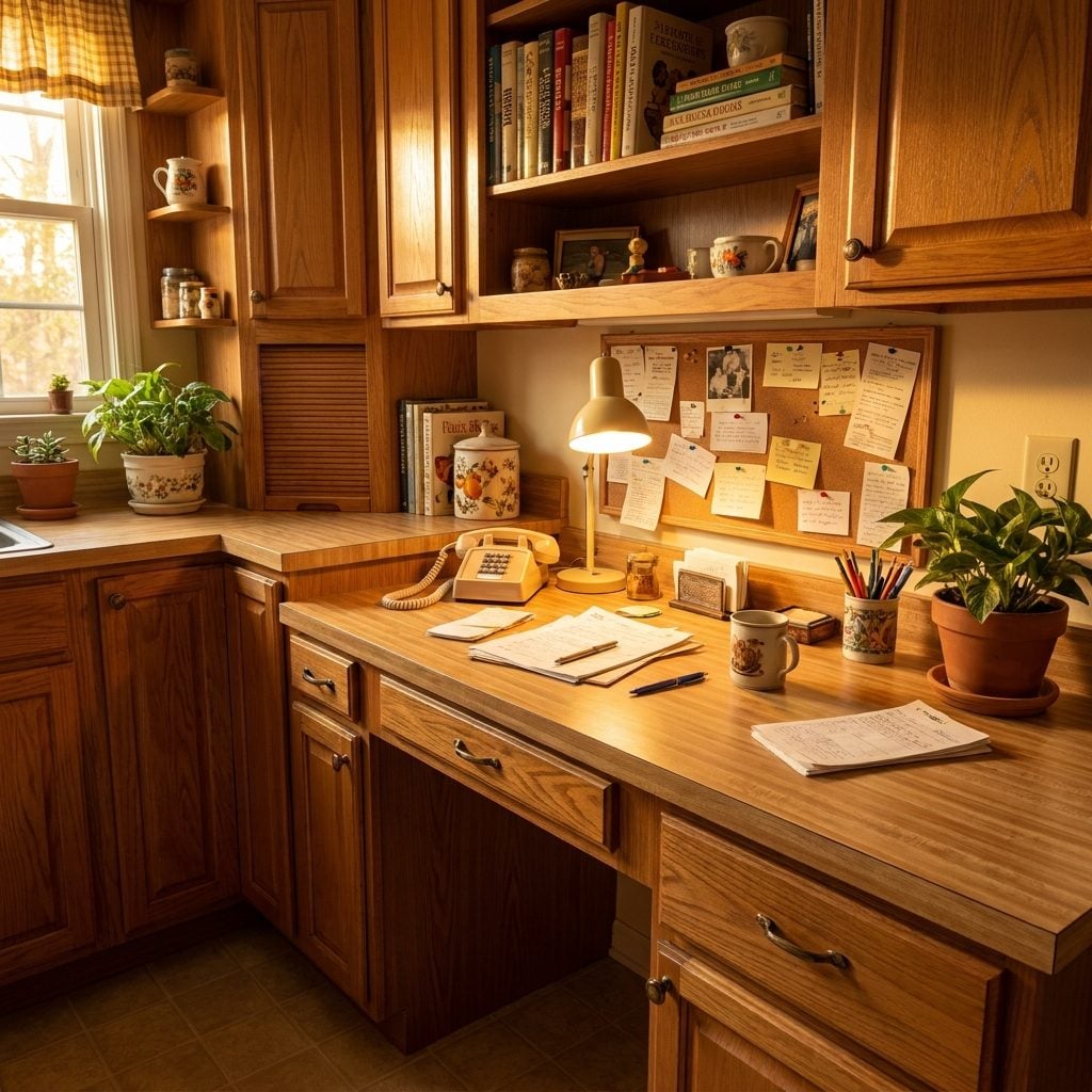 The Kitchen Desk Built Right Into the Cabinets