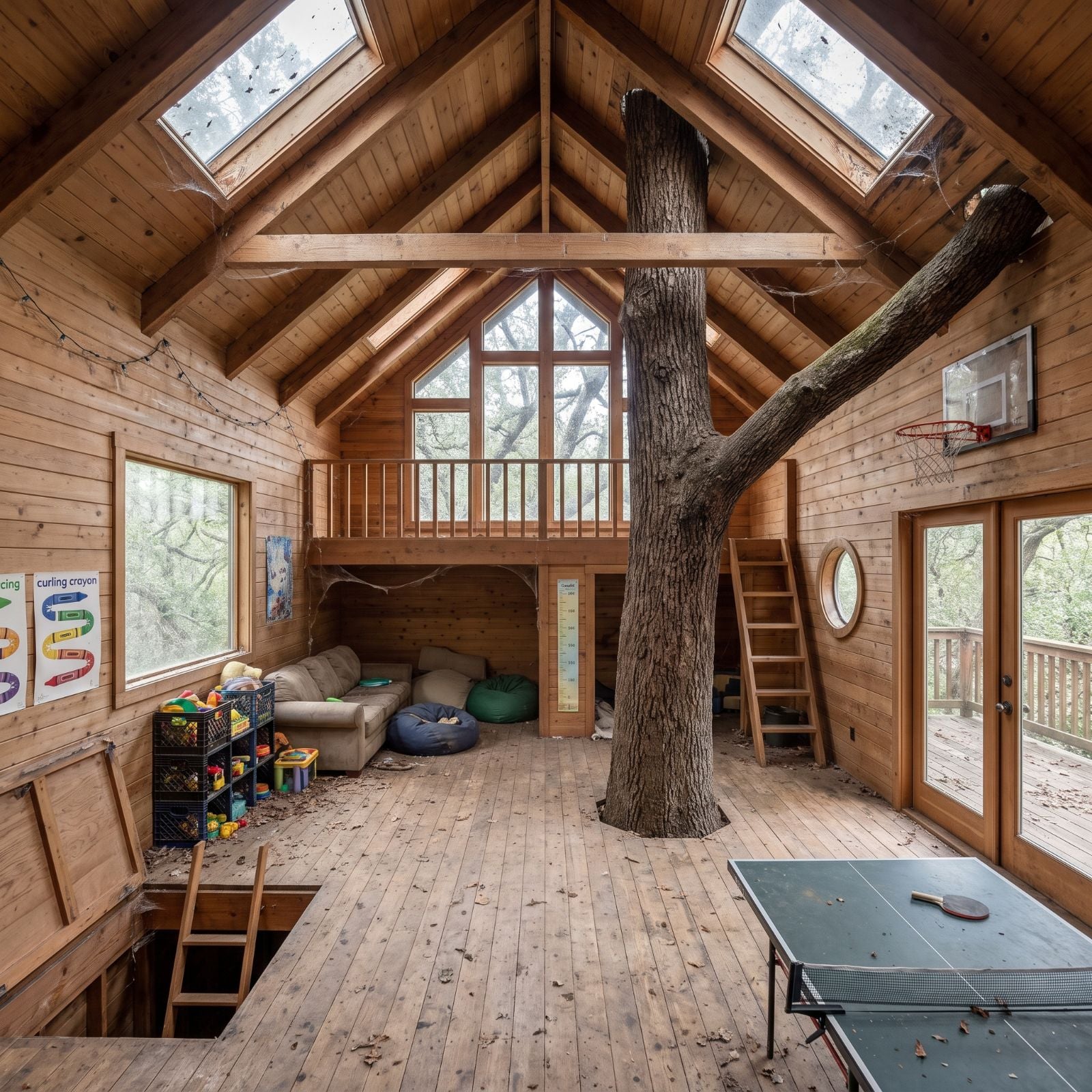 They Had Built a Large Treehouse in Our Backyard for the Kids. They Grew Up. AI Designed These 35 Before & After Ideas to Give It a Second Life