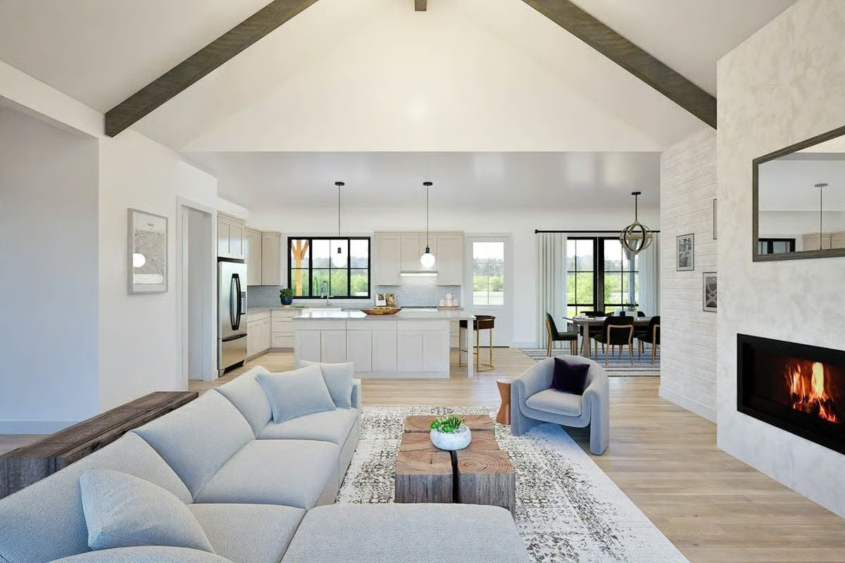 Vaulted Ceilings, Wood Beam Trusses, and an Open Plan Built for Real Life
