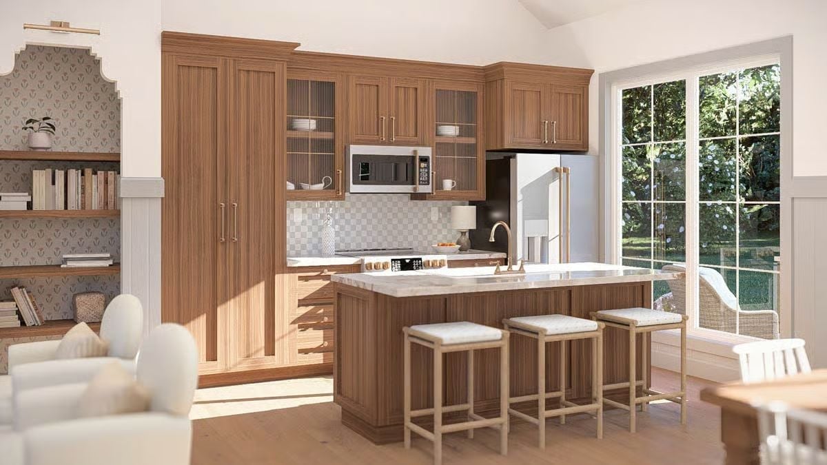 Walnut, Marble, and Morning Light Do All the Heavy Lifting in This Kitchen