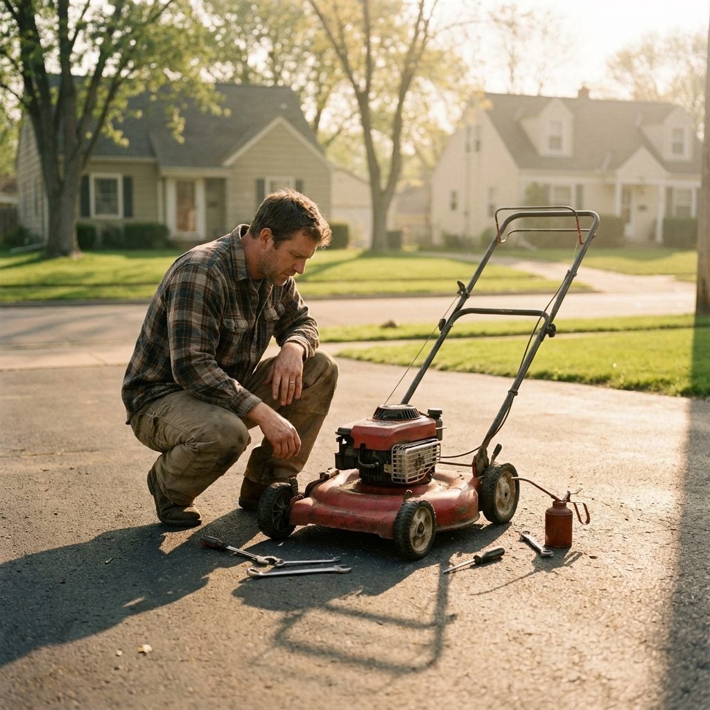 Lawn Mowers That Wouldn't Start Got Fixed on the Driveway