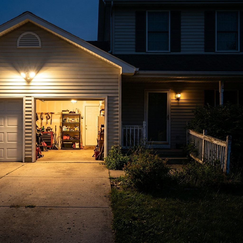 Lighting the Garage More Dramatically Than the Front Entrance