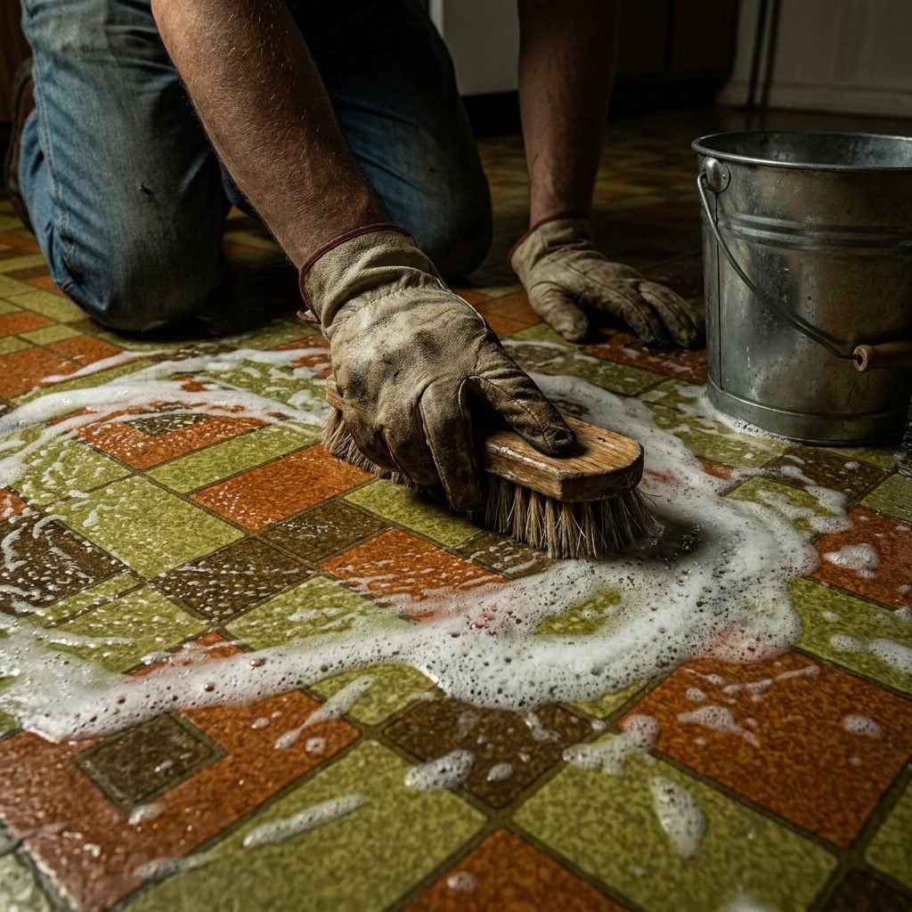 Linoleum Floors Were Scrubbed on Hands and Knees