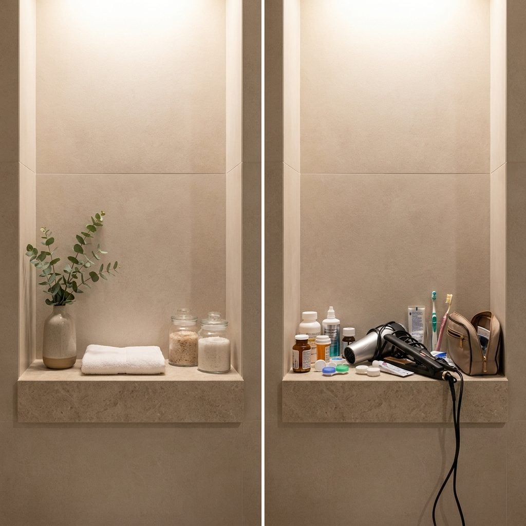 Making the Bathroom So Spa-Like That There's Nowhere to Put Everyday Stuff