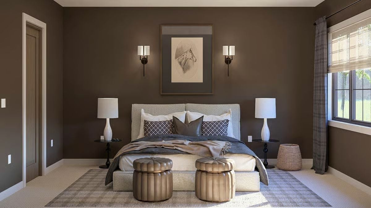 Dark Walls, Leather Ottomans, and a Horse Sketch That Earns Its Place