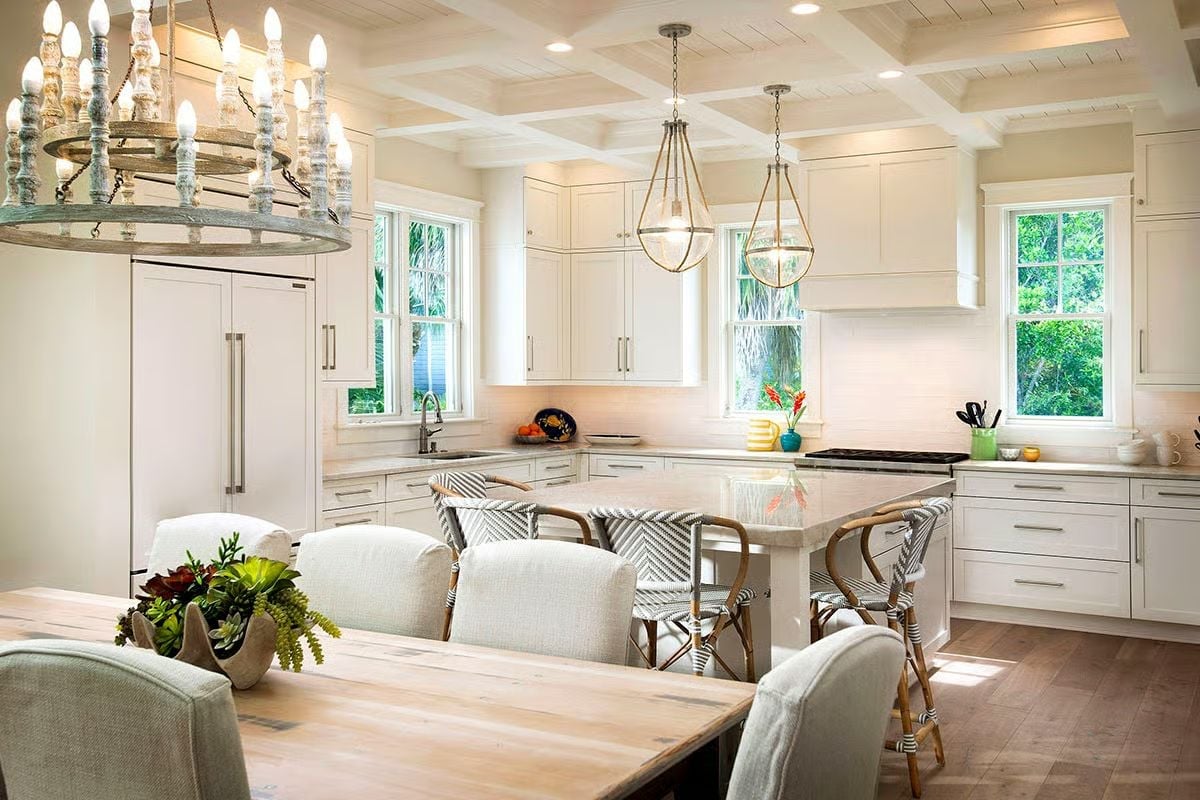 Coffered Ceiling, Candle Chandelier, and a Kitchen That Earns Every Compliment