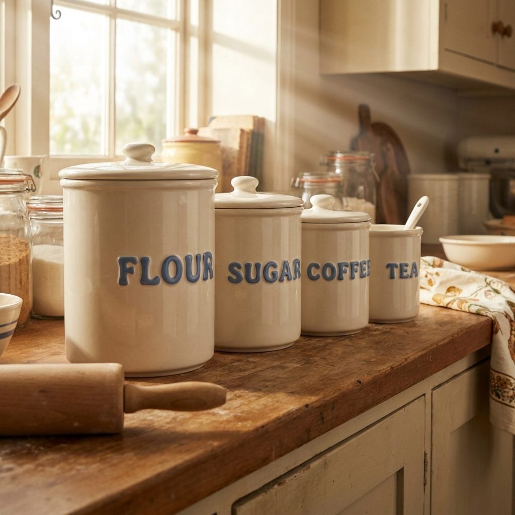 The Matching Ceramic Canister Set on the Counter